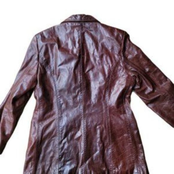 Pelle Studio Wilson The Leather Expert Women's Burgundy Button Front Coat Size L - Picture 5 of 5